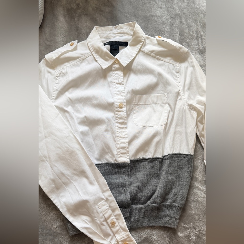 Marc Jacobs White and Gray Casual Shirt